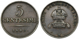 Italy, Franz Joseph, 5 Centesimi Milano 1849 M Reference: Herinek 835
Grade: VF+ 

COINS WORLD EUROPE MEDALS Italy Italia Italien
