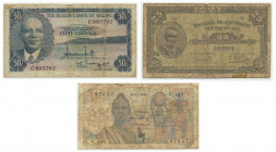 East Africa, set of 5-25 francs, 50 rambalas (3 pcs.) 
Grade: F 

East Africa MalawiWorld Paper Money - banknotes