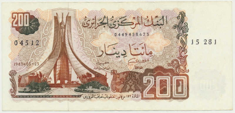 Algeria, 200 dinars 1983 Pressed. Prostowany. Reference: Pick# 135a
Grade: VF+ ...
