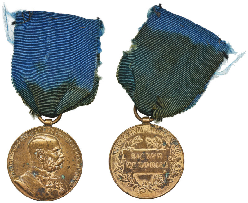 Austria-Hungary, Franz Joseph I, Medal SIGNUM MEMORIAE Specimen with ribbon.
 E...