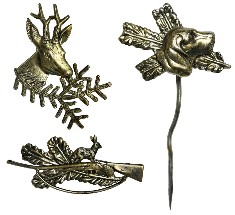 Germany, set of hunting pin - 3 pcs. Bardzo ładnie zachowane przypinki łowieckie...