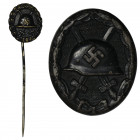 Germany, III Reich, Black 1939 Wound Badge with miniature Made in steel. With the producers marking 107 - Carl Wild
Wytłoczka z blachy magnetycznej (...