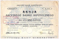 Akcyjny Bank Hipoteczny - 100 zł, 1926 rok Największy bank galicyjski, a nadto najstarszy. Jeden z najstarszych banków akcyjnych założonych na ziemiac...