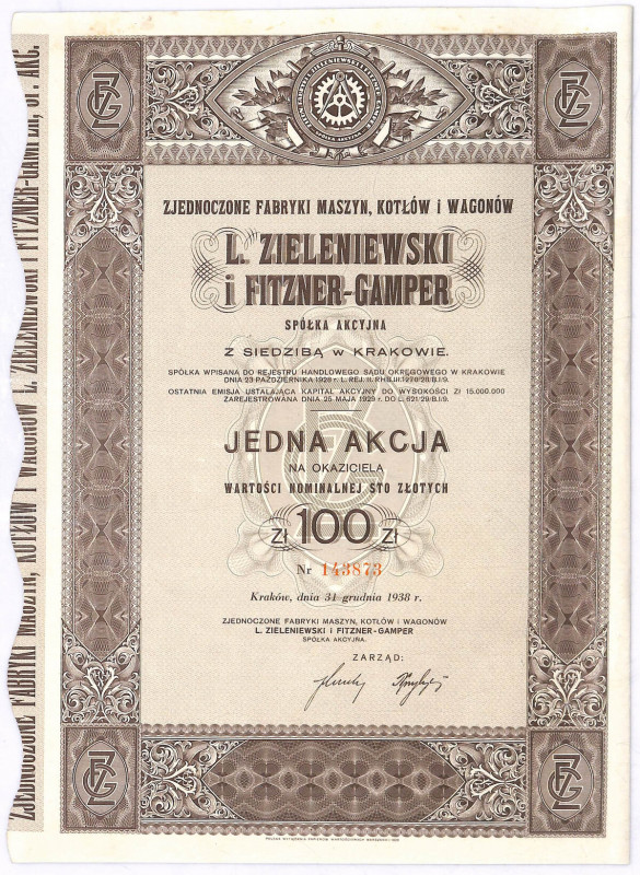 L. Zieleniewski i Fitzner Gamper S.A. - 100 zł Akcja największej krakowskiej i g...