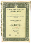 Zjednoczone Fabryki Portland Cementu 'Firley', 100 zł Akcja wykonana w Polskiej Wytwórni Papierów Wartościowych, niezwykle starannie, w sposób charakt...