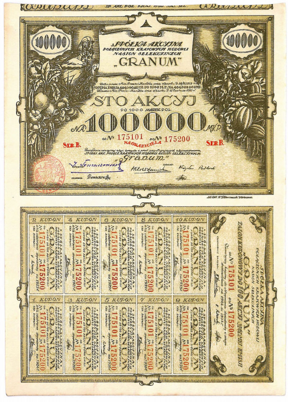 Połączone Krajowe Hodowle Nasion Selekcyjnych 'Granum' - 100000 mkp, em. VII s. ...