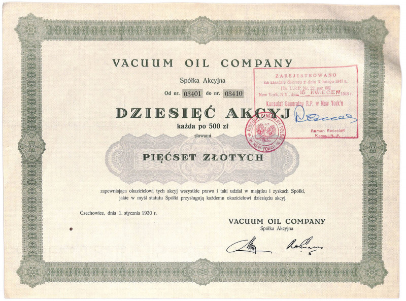 Vacuum Oil Company S.A. - 5000 zł Kontrolowana przez amerykański kapitał bardzo ...