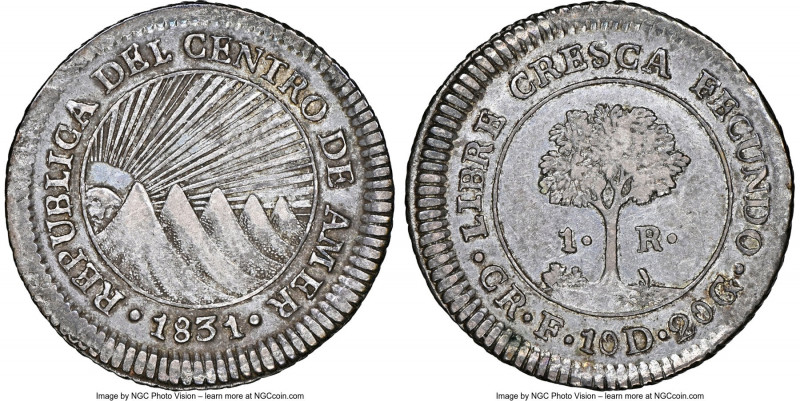 Central American Republic Real 1831 CR-F AU53 NGC, San Jose mint, KM21, Stickney...
