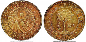 Central American Republic gold 1/2 Escudo 1848 CR-JB MS61 NGC, San Jose mint, KM13.2, Stickney-C99. Gorgeously rosaceous for a type which often comes ...