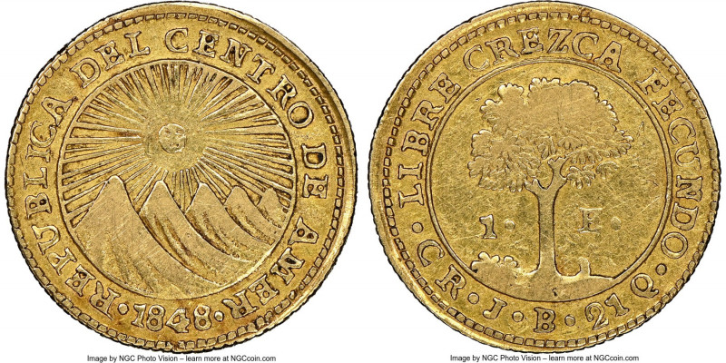 Central American Republic gold Escudo 1848 CR-JB XF40 NGC, San Jose mint, KM14, ...