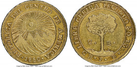 Central American Republic gold 2 Escudos 1850 CR-JB AU Details (Reverse Scratched) NGC, San Jose mint, KM15, Stickney-C101. Mintage: 7,432. Ideally ce...