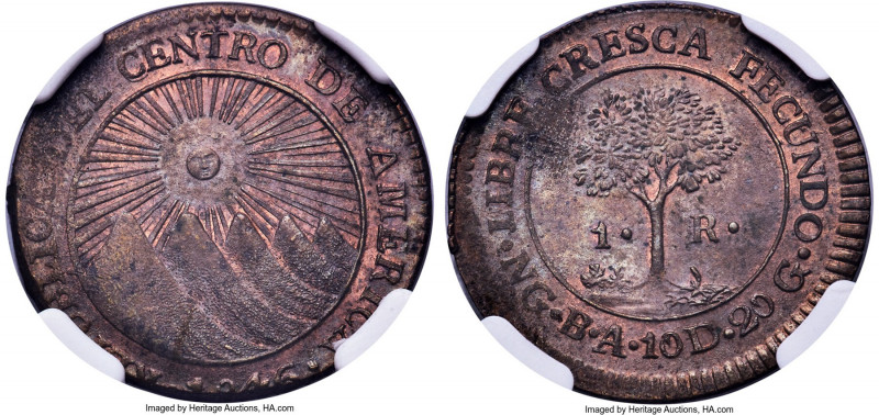 Central American Republic bronze Off-Metal Mule Trial Real 1846 NG-BA MS64 Brown...