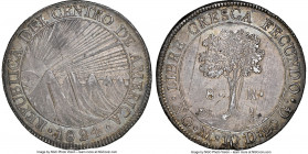 Central American Republic 8 Reales 1824 NG-M AU55 NGC, Nueva Guatemala mint, KM4, WR-11, Elizondo-84, Stickney-C92. Expressing a silty patina, with ir...