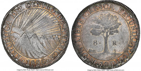 Central American Republic 8 Reales 1826 NG-M AU58 NGC, Nueva Guatemala mint, KM4, WR-11, Elizondo-86, Stickney-C92. Warmed at the peripheries by soft ...