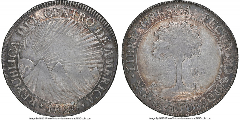Central American Republic 8 Reales 1826 NG-M XF45 NGC, Nueva Guatemala mint, KM4...