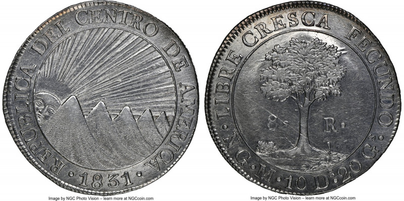 Central American Republic 8 Reales 1831 NG-M MS61 NGC, Nueva Guatemala mint, KM4...