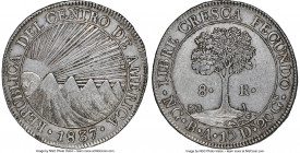 Central American Republic 8 Reales 1837 NG-BA AU53 NGC, Nueva Guatemala mint, KM4, WR-11, Elizondo-96, Stickney-C92. Silvery and lustrous, with fine o...
