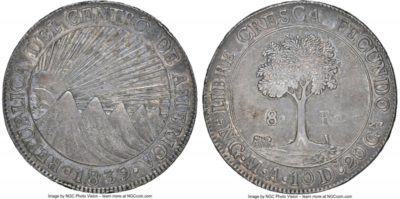 Central American Republic 8 Reales 1839/7 NG-MA/BA AU50 NGC, Nueva Guatemala min...