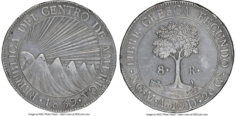 Central American Republic 8 Reales 1839 NG-MA AU50 NGC, Nueva Guatemala mint, KM...