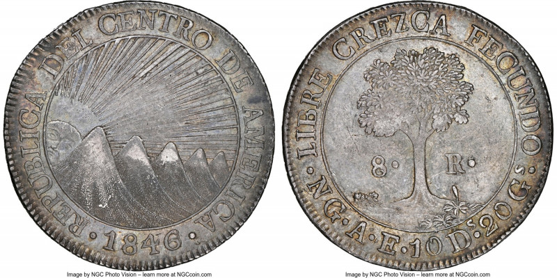 Central American Republic 8 Reales 1846/2 NG-AE/MA AU58 NGC, Nueva Guatemala min...