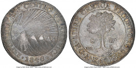 Central American Republic 8 Reales 1846/2 NG-AE/MA AU58 NGC, Nueva Guatemala mint, KM4, WR-11, Elizondo-105, Stickney-C92. CREZCA over CRESCA variety....