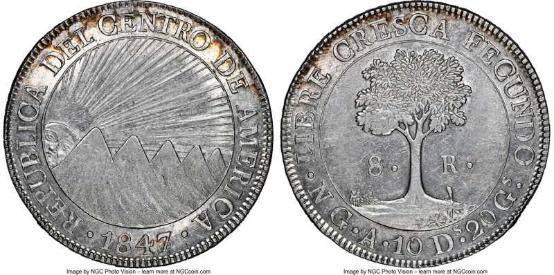 Central American Republic 8 Reales 1847/6 NG-A MS61 NGC, Nueva Guatemala mint, K...