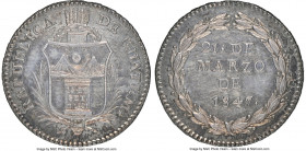 Republic silver "Constitution" Proclamation Medal of One Real 1847 MS61 NGC, Fonrobert-7236, Stickney-C106. 20mm. Struck in commemoration of the decla...