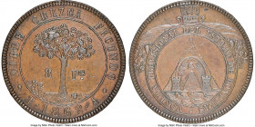 Republic Provisional Peso 1862 T-A AU58 Brown NGC, Tegucigalpa mint, KM24, Stickney-C270. With dots in legends. A lightly circulated survivor maintain...