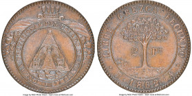 Republic Provisional 2 Pesos 1862 T-A MS66 Brown NGC, London mint, KM25, Guttag-2287, Stickney-C271. Variety with dots flanking date. A gorgeous examp...