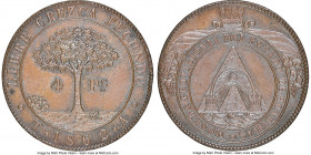 Republic Provisional 4 Pesos 1862 T-A MS65 Brown NGC, London mint, KM26, Guttag-2285, Stickney-C272. Variety with dots flanking date. Virtually flawle...