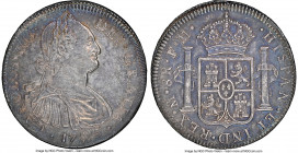 Charles IV 8 Reales 1796 Mo-FM AU55 NGC, Mexico City mint, KM109, Elizondo-112. Marked by a distinctive glassiness in the fields, with blue iridescenc...