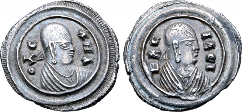 Kingdom of Axum, Ousanas I AR Unit. Circa AD 325-345. OYCANA ("Ousanas"), draped...
