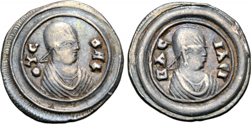 Kingdom of Axum, Ousanas I AR Unit. Circa AD 325-345. OYCANA ("Ousanas"), draped...