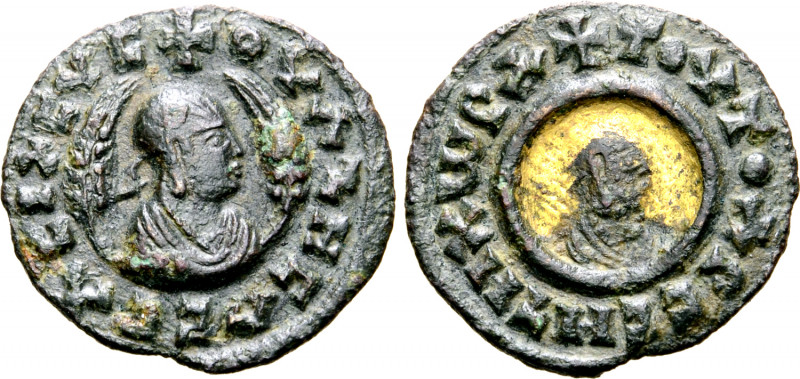Kingdom of Axum, Ouazebas Gilt Æ Unit. Circa AD 375-410. ⧾ OYΛZHCΛC CΛCIΛEYC ("K...