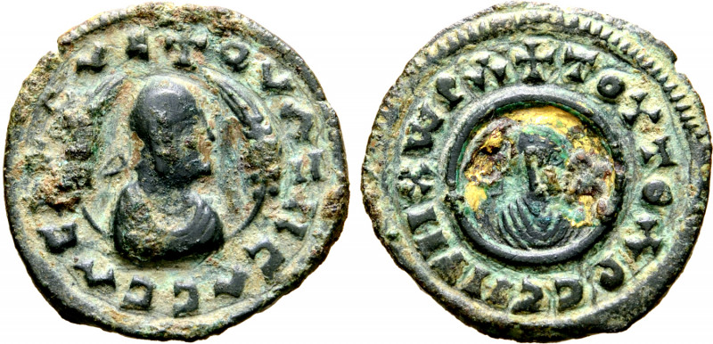 Kingdom of Axum, Ouazebas Gilt Æ Unit. Circa AD 375-410. ⧾ OYΛZHCΛC CΛCIΛEYC ("K...