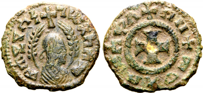 Kingdom of Axum, Mhdys Gilt Æ Unit. Circa AD 450-460. Draped bust to right, wear...