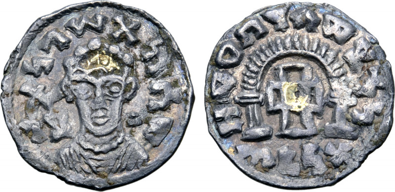 Kingdom of Axum, "AGD" (Ella Gabaz) Gilt AR Unit. Circa AD 550-570. Crowned and ...