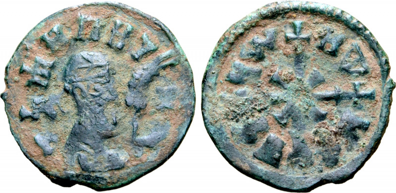 Kingdom of Axum, Wazena (Ella Gabaz) Æ Unit. Circa AD 550-570. Draped bust to ri...