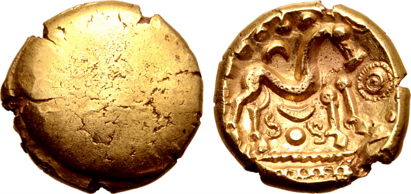 Northeast Gaul, the Ambiani AV Stater. Gallic War uniface type. Circa 56-55 BC. ...