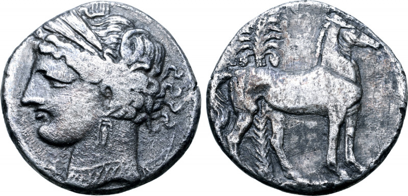 North Africa, Carthage AR Trishekel. First Punic War issue, circa 264-241 BC. He...