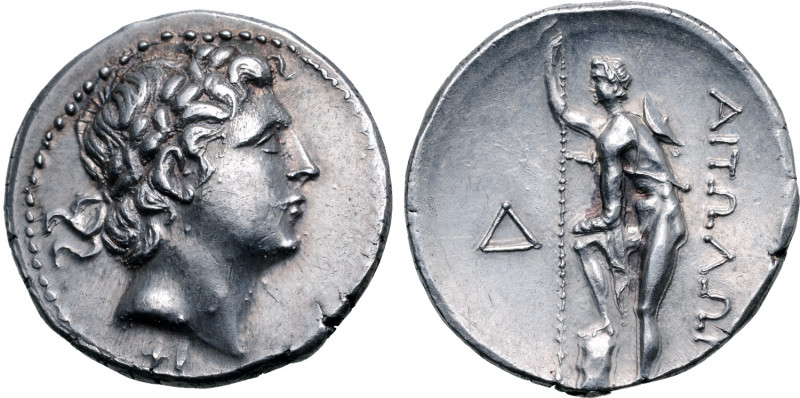 Aitolia, Aitolian League AR Stater. Circa 250-225 BC. Laureate head of Apollo to...