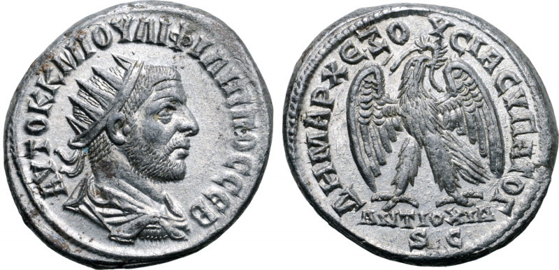 Philip I BI Tetradrachm of Antioch, Seleucis and Pieria. AD 247. AYTOK K M IOYΛI...