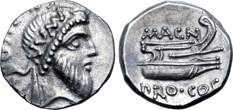Cnaeus Pompey Magnus AR Denarius. Corcyra, 48 BC. Cn. Calpurnius Piso, proquaest...