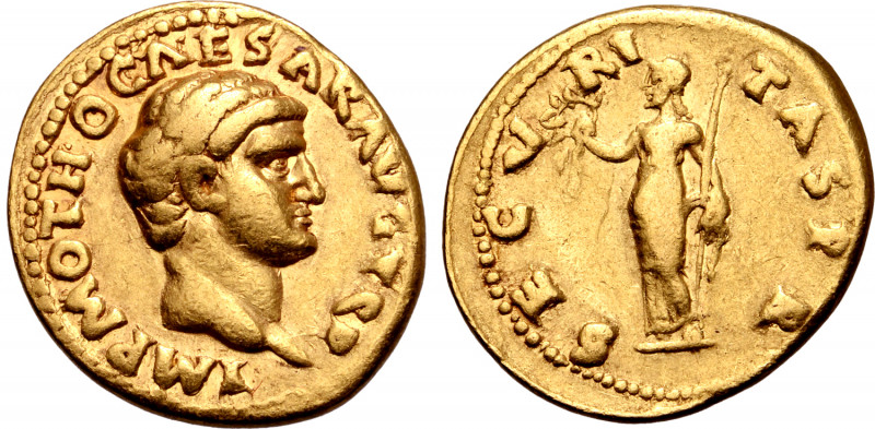 Otho AV Aureus. Rome, January - April AD 69. IMP OTHO CAESAR AVG TR P, bare head...