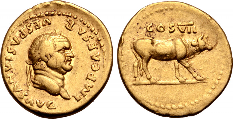 Vespasian AV Aureus. Rome, AD 76. IMP CAESAR VESPASIANVS AVG, laureate head to r...