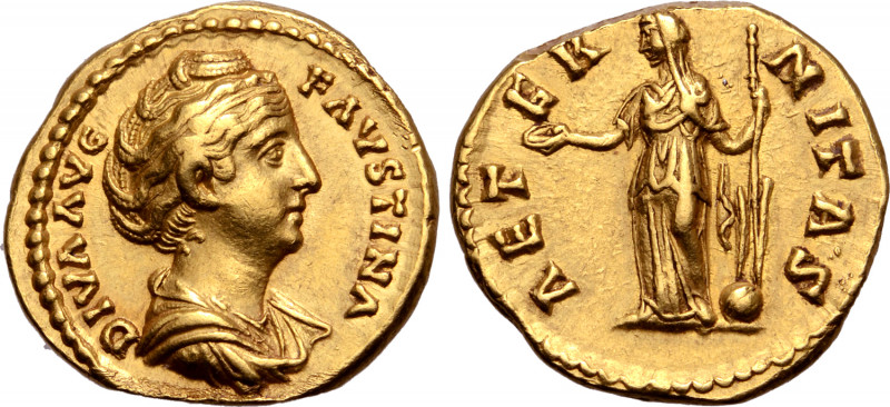 Diva Faustina I (wife of A. Pius) AV Aureus. Rome, after AD 141. DIVA AVG FAVSTI...