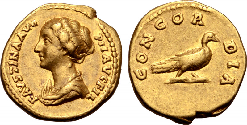 Faustina II (daughter of A. Pius) AV Aureus. Rome, AD 145. FAVSTINA AVG P II AVG...