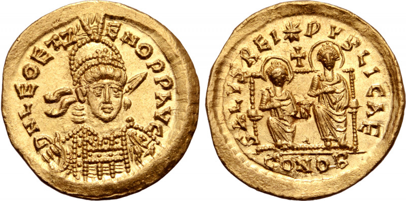 Leo II and Zeno AV Solidus. Constantinople, AD 474. D N LEO ET ZENO P P AVG, pea...