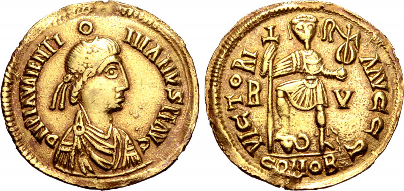 Visigoths, Pseudo-Imperial AV Solidus. In the name of Valentinian III. Uncertain...