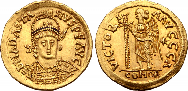Ostrogoths, Theoderic AV Solidus. In the name of Anastasius I. Ravenna, AD 491-5...